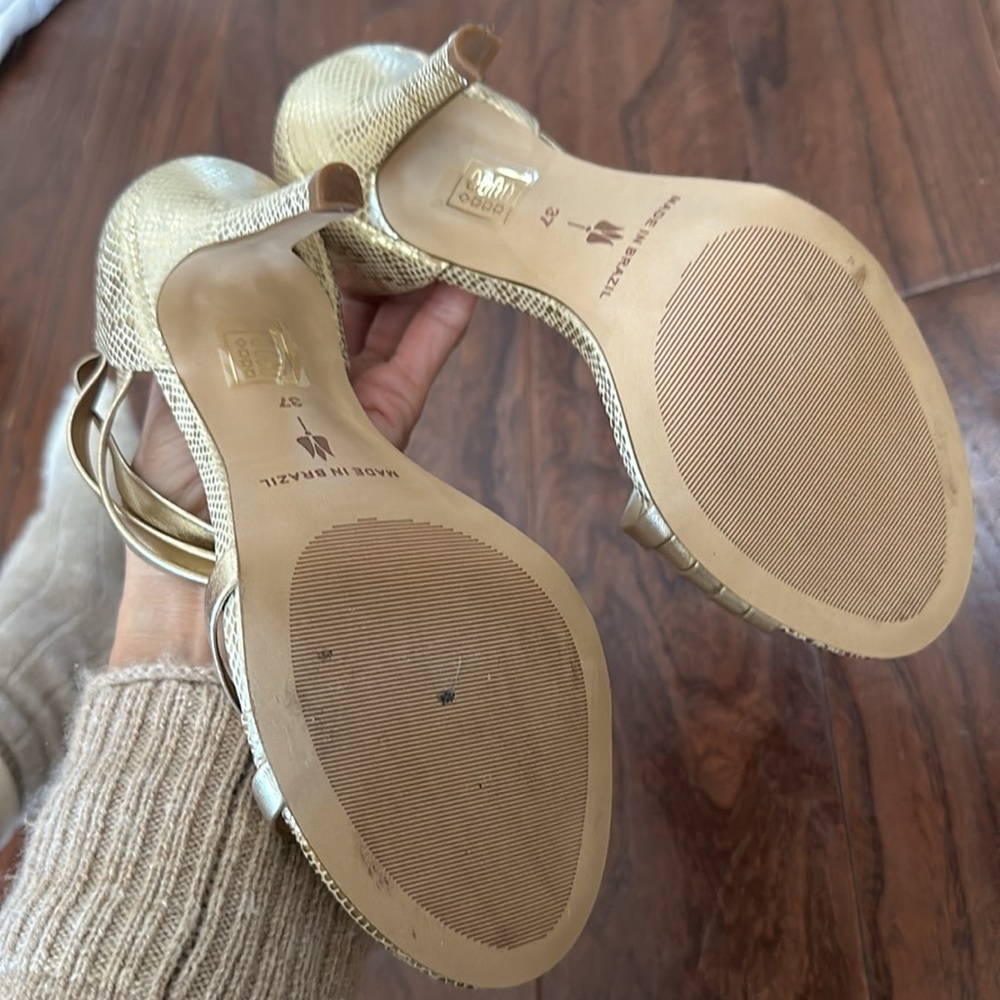 Made in Italy 🇮🇹 CAPPELLI ROSSI HEELS GENUINE LEATHER size 6 gold snakeskins - Picture 8 of 9